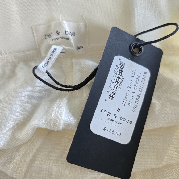 New Rag & Bone City Cozy RB Logo Waistband White Pull-On Jogger Pants NWT Small - Picture 6 of 9